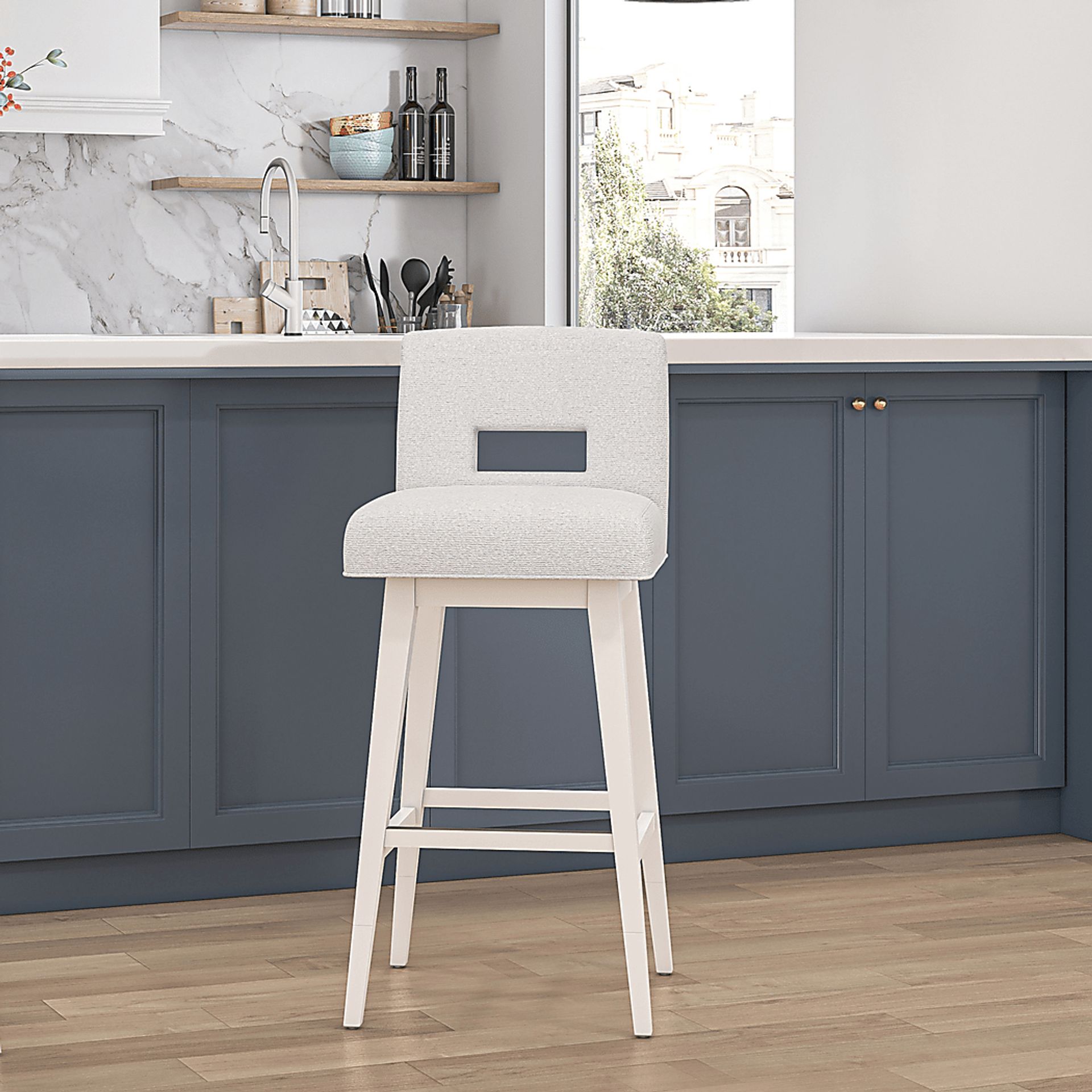Jaek White Counter Height Adjustable Stool - Image 3