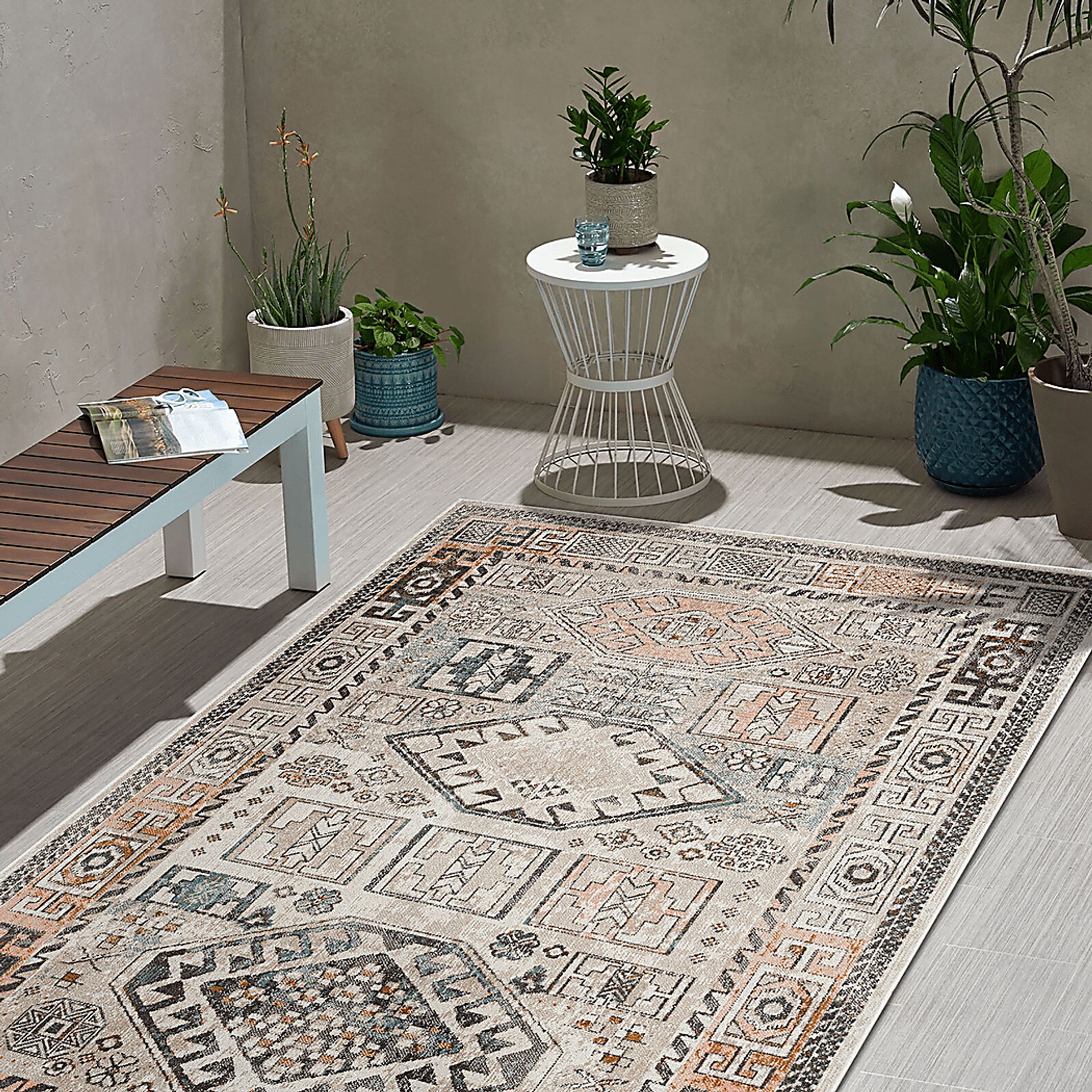 Athaton Cream/Multi 7'9 x 9'9 Indoor/Outdoor Rug - Image 2