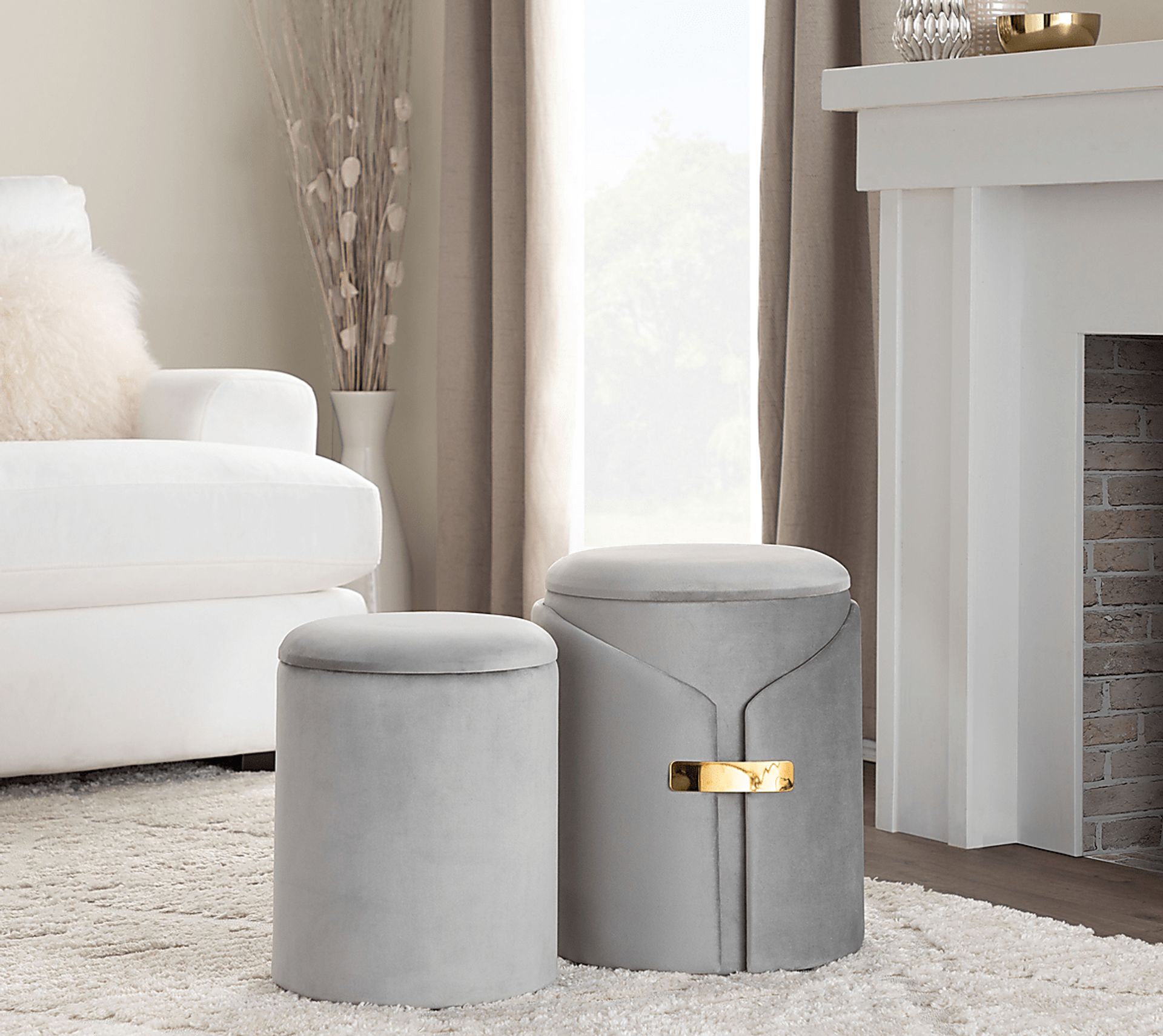 Atholgate Silver Ottoman, Set of 2 - Image 2
