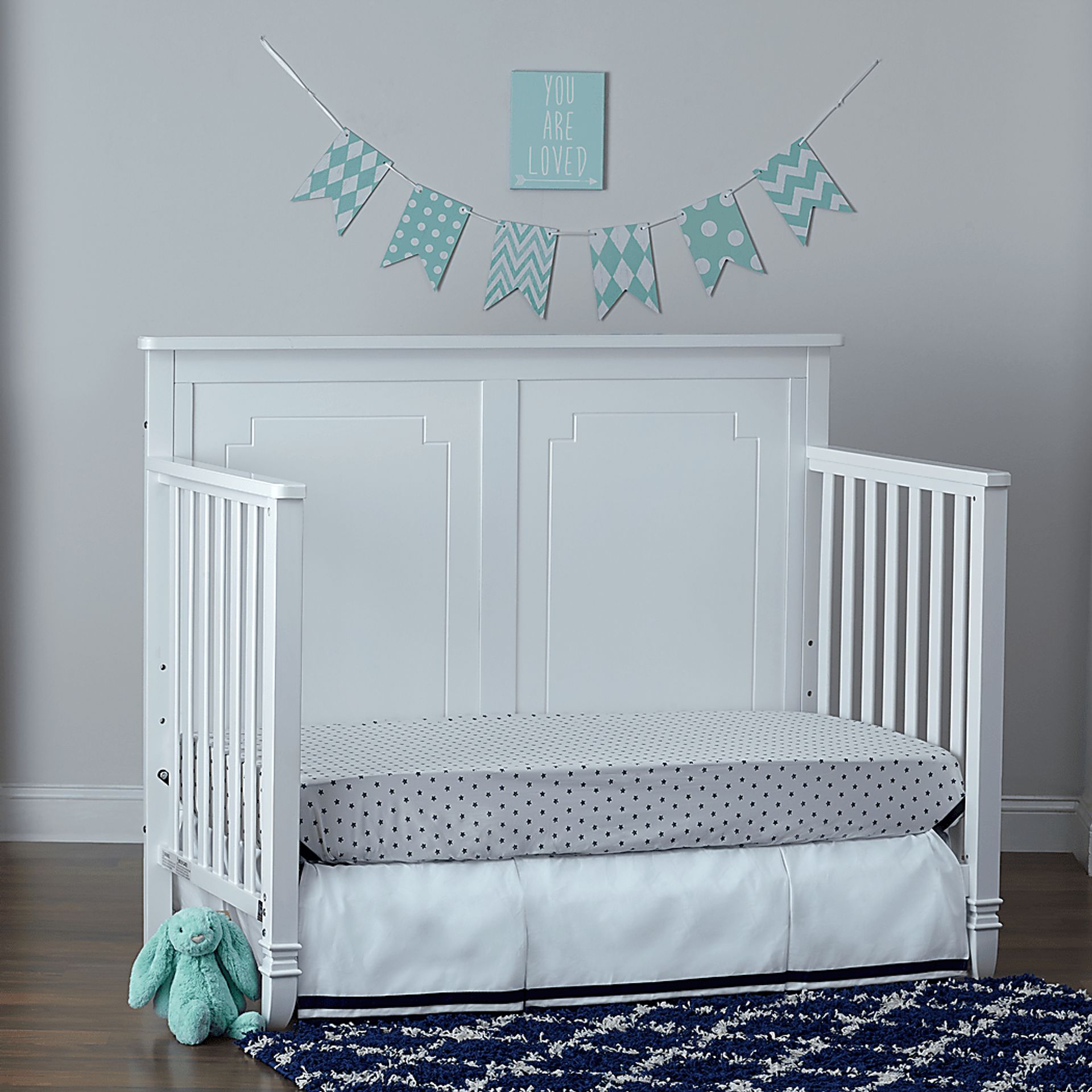 Atley White Convertible Crib with Toddler Rail - Image 2