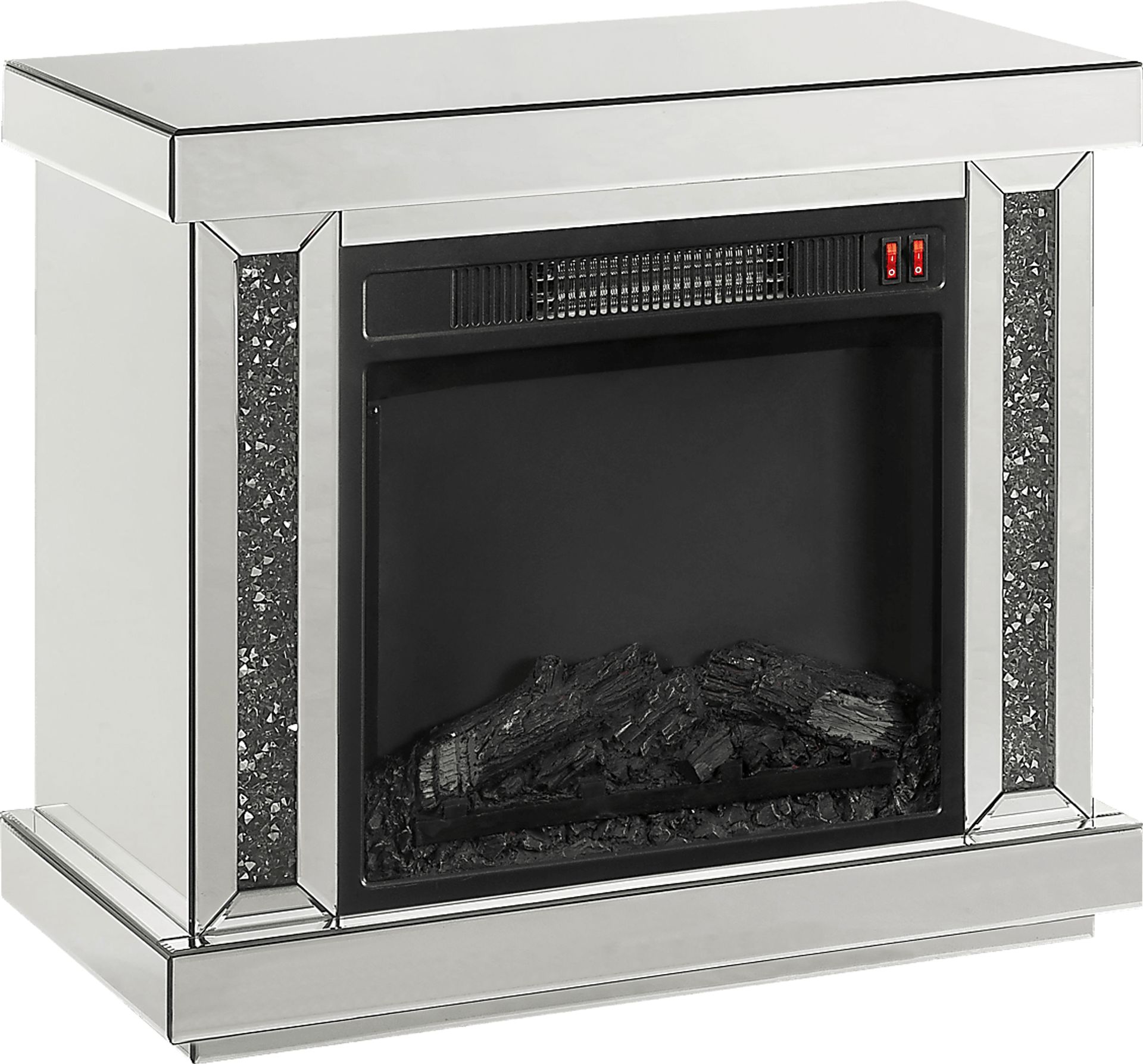 Atterberry Silver 28 in. Console, With Electric Fireplace - Image 1