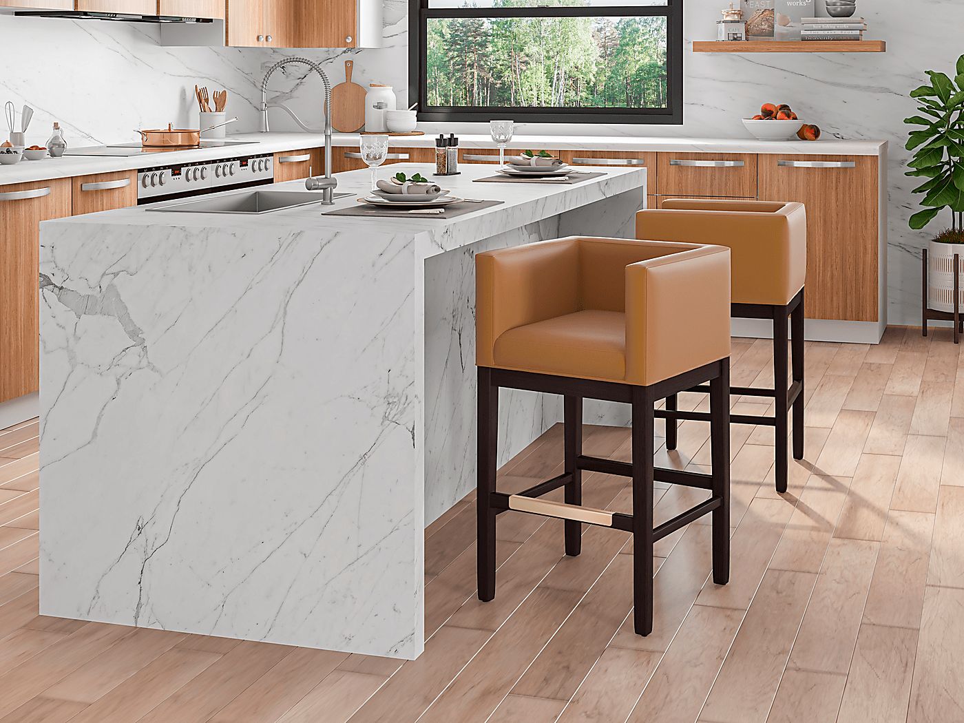 Atterbrock Camel Counter Height Stool - Thumbnail 4