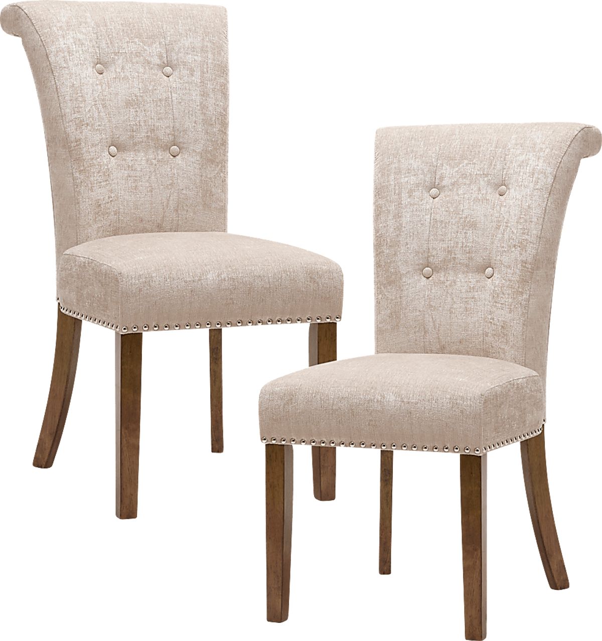 Atticks Cream Colors,Light Wood,White Polyester Fabric Dining Chair ...