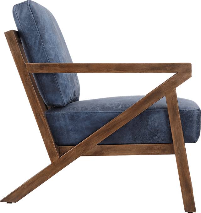 Atwell Blue Leather Accent Chair - Thumbnail - Image 2