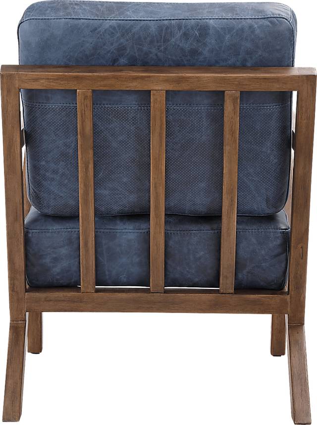 Atwell Blue Leather Accent Chair - Thumbnail - Image 3