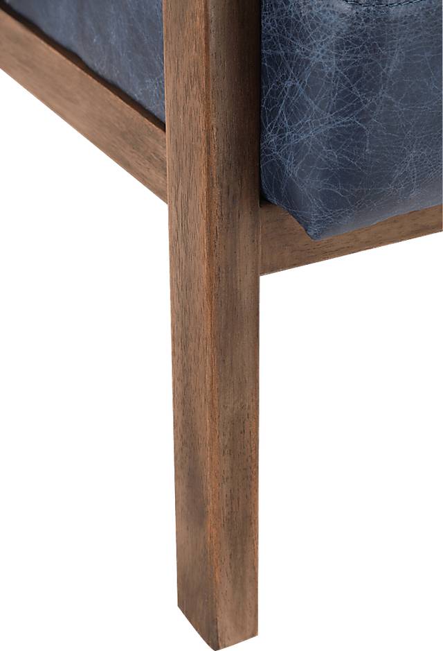 Atwell Blue Leather Accent Chair - Thumbnail - Image 4