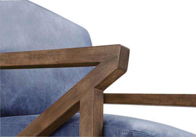 Atwell Blue Leather Accent Chair - Thumbnail - Image 5
