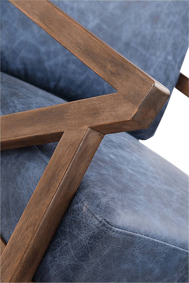 Atwell Blue Leather Accent Chair - Thumbnail - Image 7