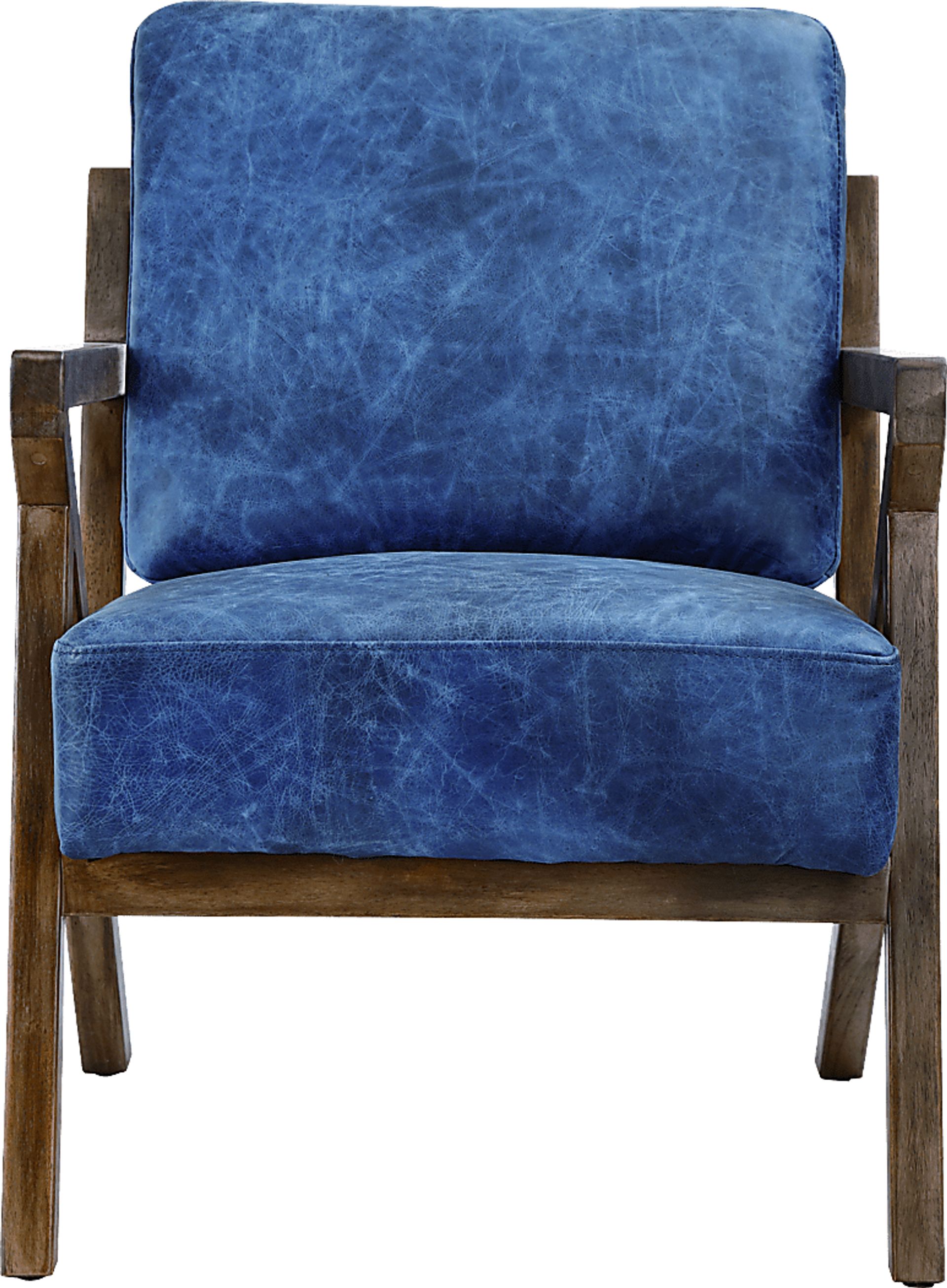 Atwell Blue Leather Accent Chair - Image 8