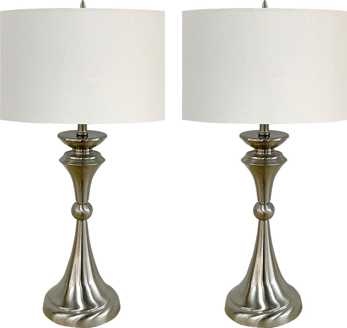 Au Courant Silver Table Lamps, Set of 2