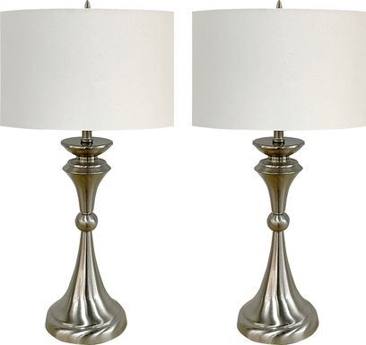 Au Courant Silver Table Lamps, Set of 2