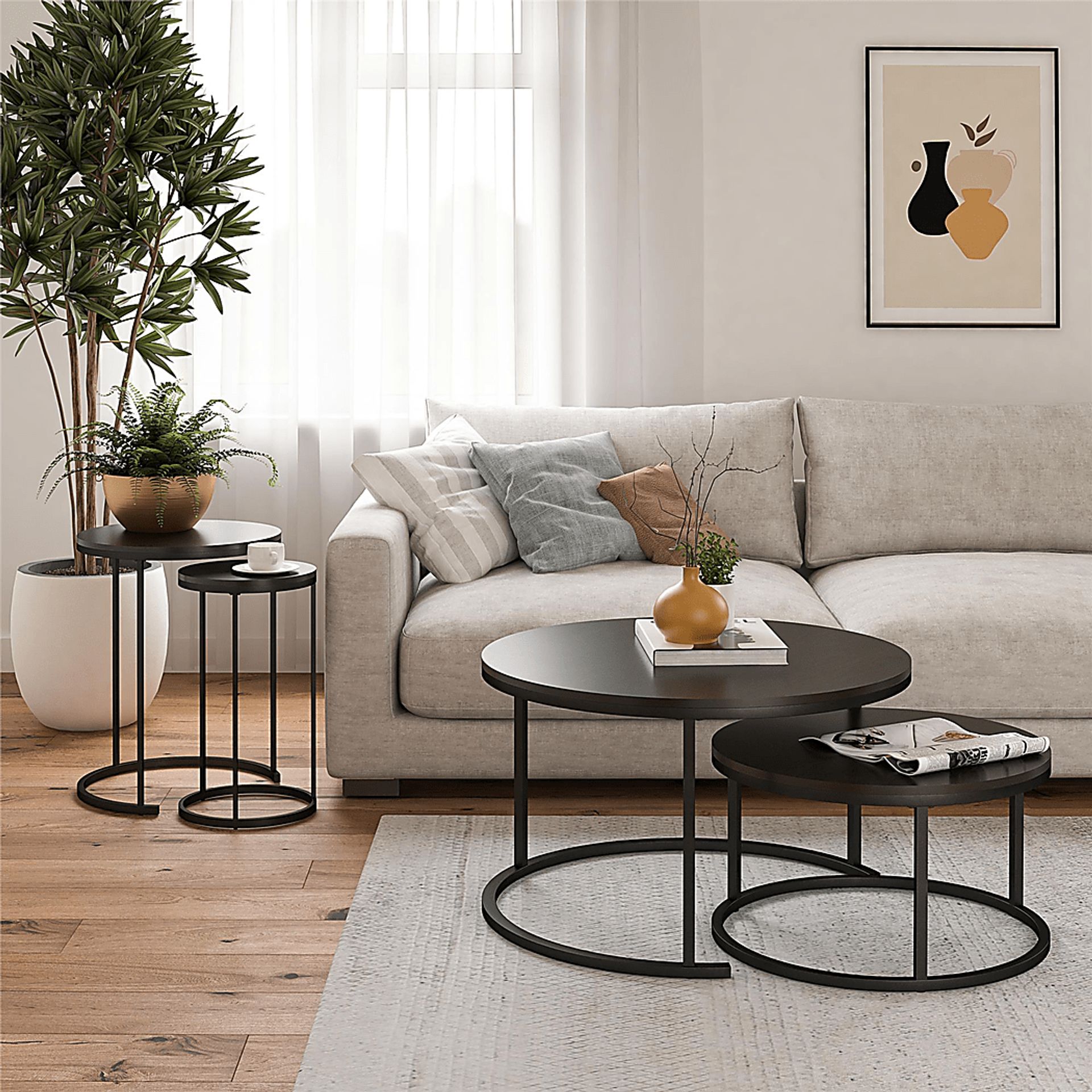 Auberon Espresso Nesting Cocktail and End Table, Set of 4 - Image 2
