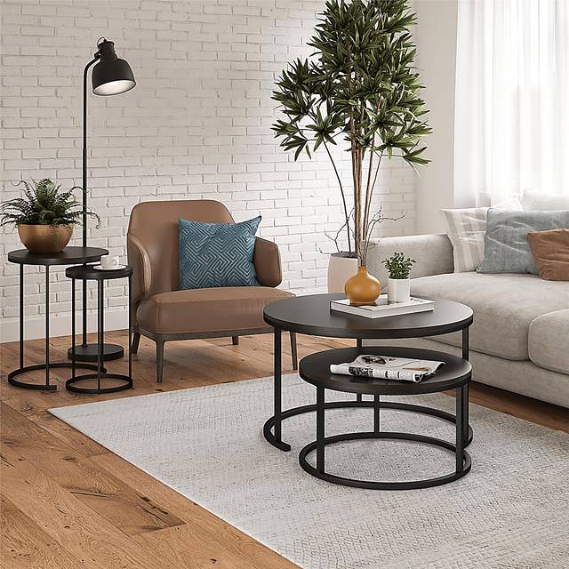 Auberon Espresso Nesting Cocktail and End Table, Set of 4 - Thumbnail - Image 3