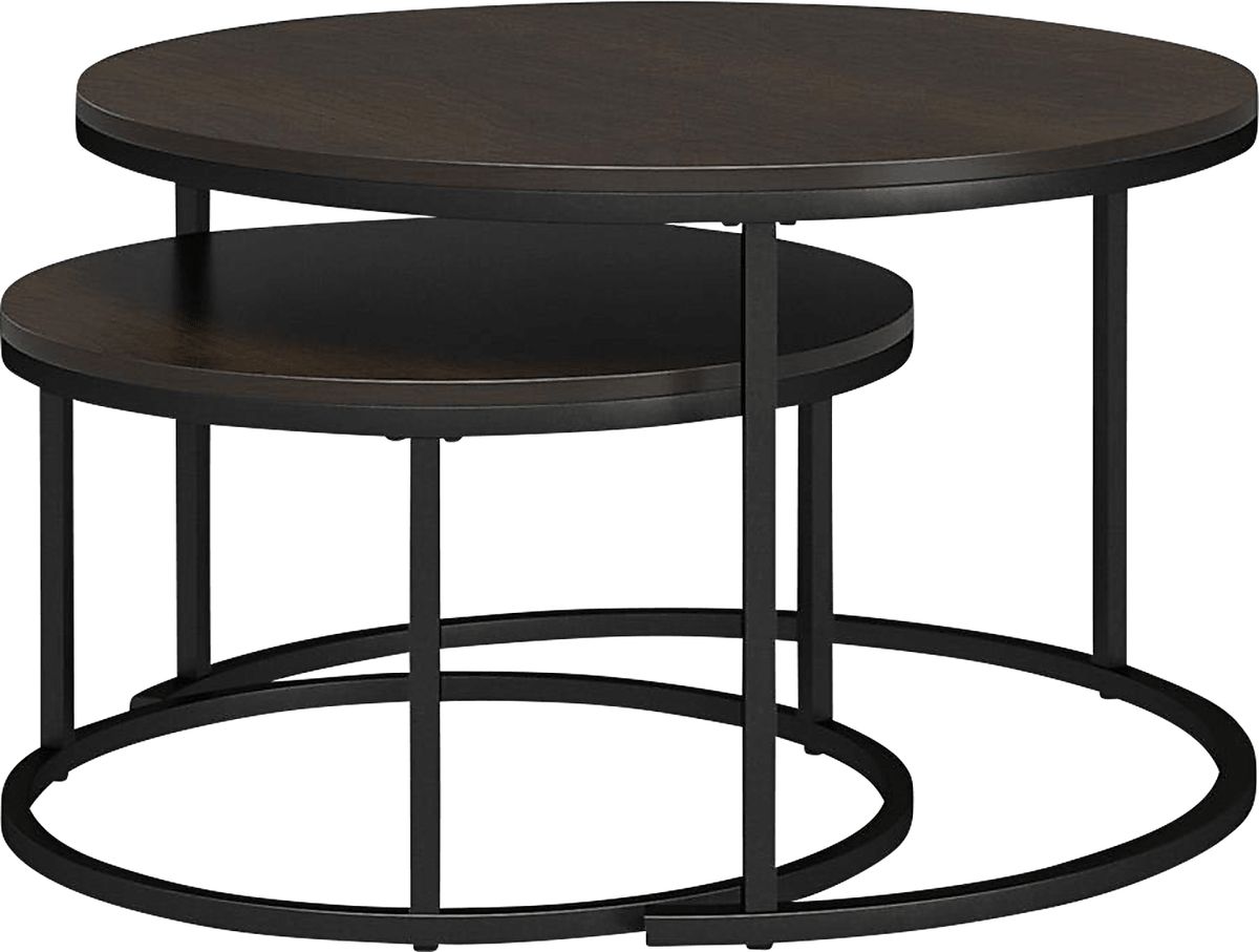 Auberon Espresso Dark Wood Nesting Cocktail Tables | Rooms to Go