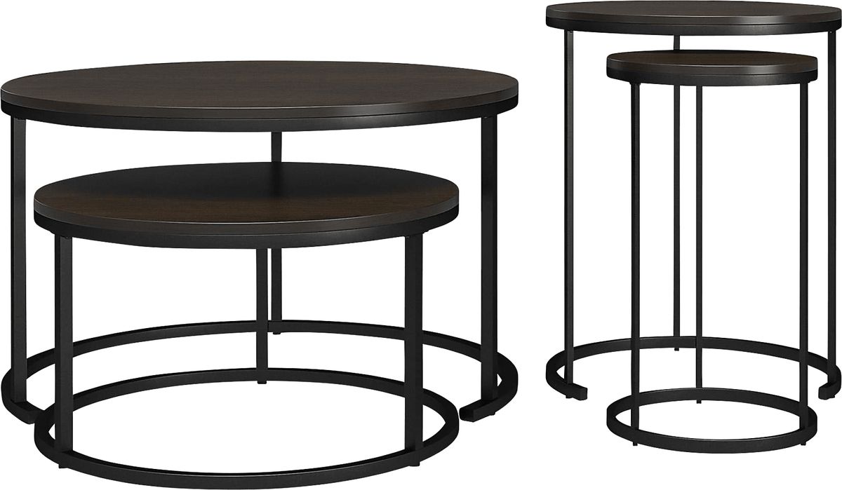 Auberon Espresso Dark Wood Nesting Cocktail Tables | Rooms to Go