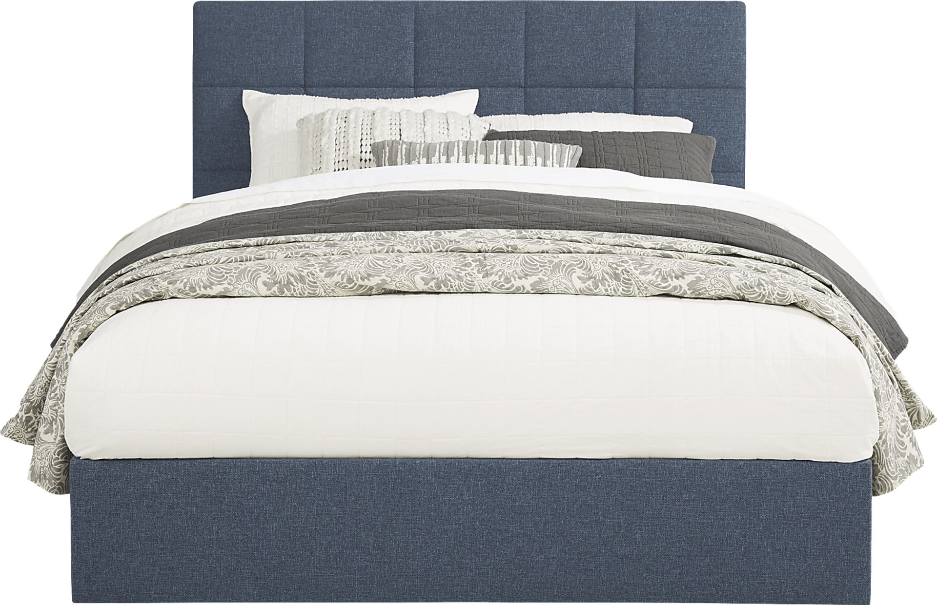 Aubrielle Blue 3 Pc Queen Square Upholstered Bed - Image 1