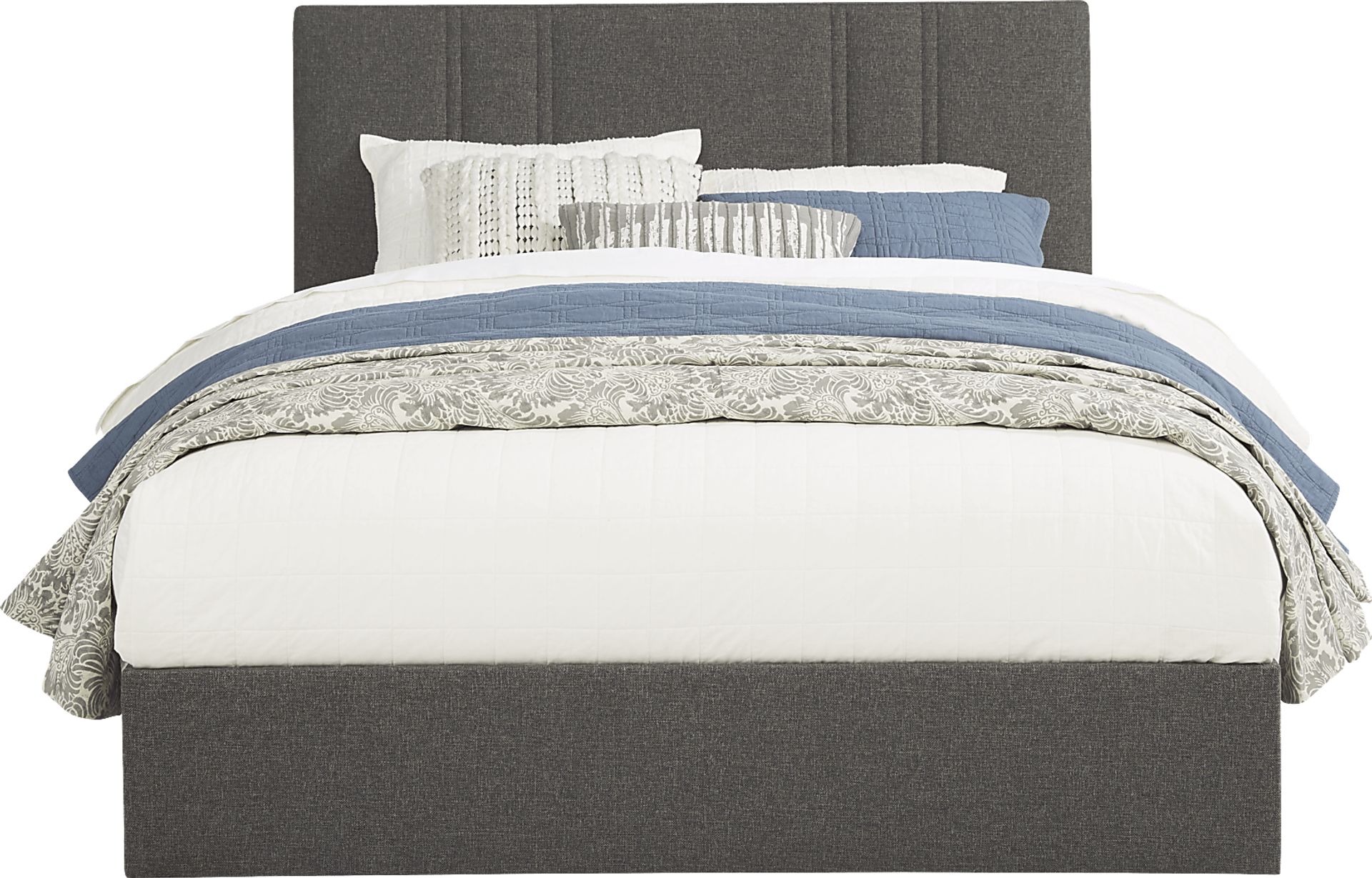 Aubrielle Gray 3 Pc Queen Upholstered Bed - Image 1