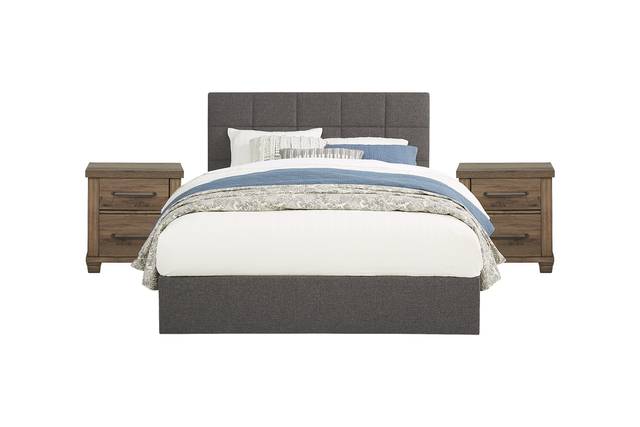 Aubrielle Gray 5 Pc Queen Square Upholstered Bedroom - Thumbnail - Image 1