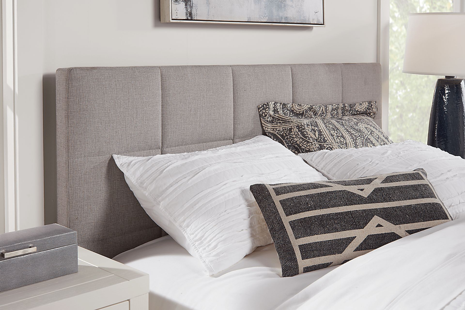 Aubrielle Sand 3 Pc Queen Square Upholstered Bed - Image 2