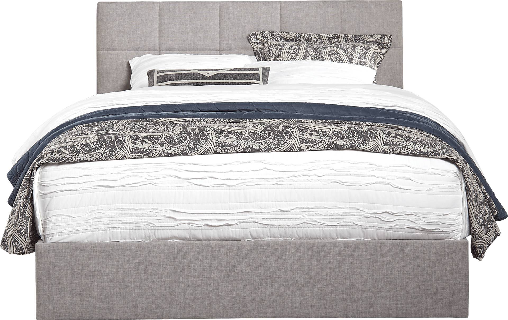 3 pc queen square upholstered bed