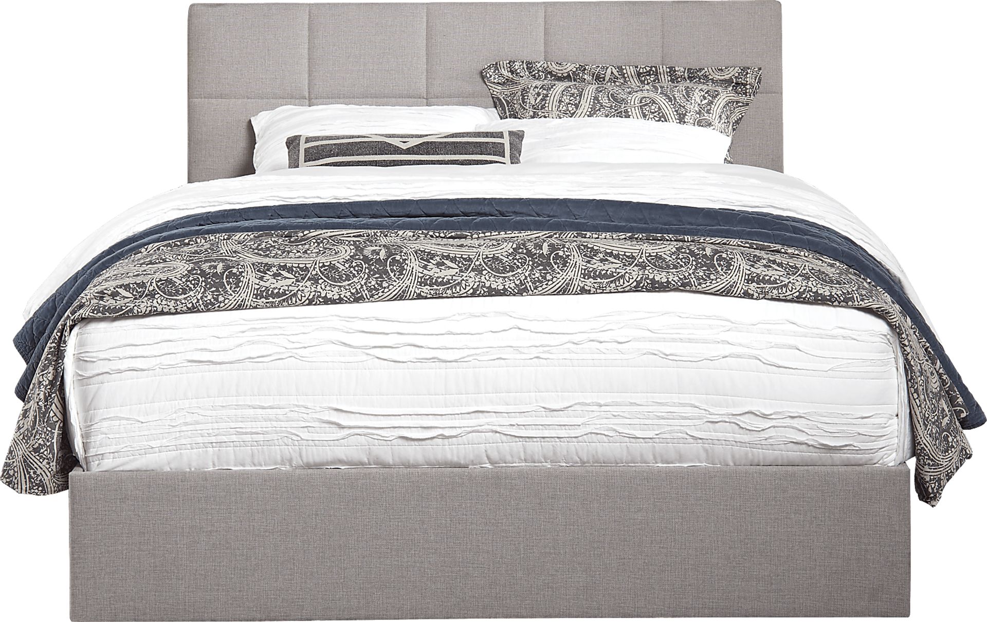 Aubrielle Sand 3 Pc Queen Square Upholstered Bed - Image 1