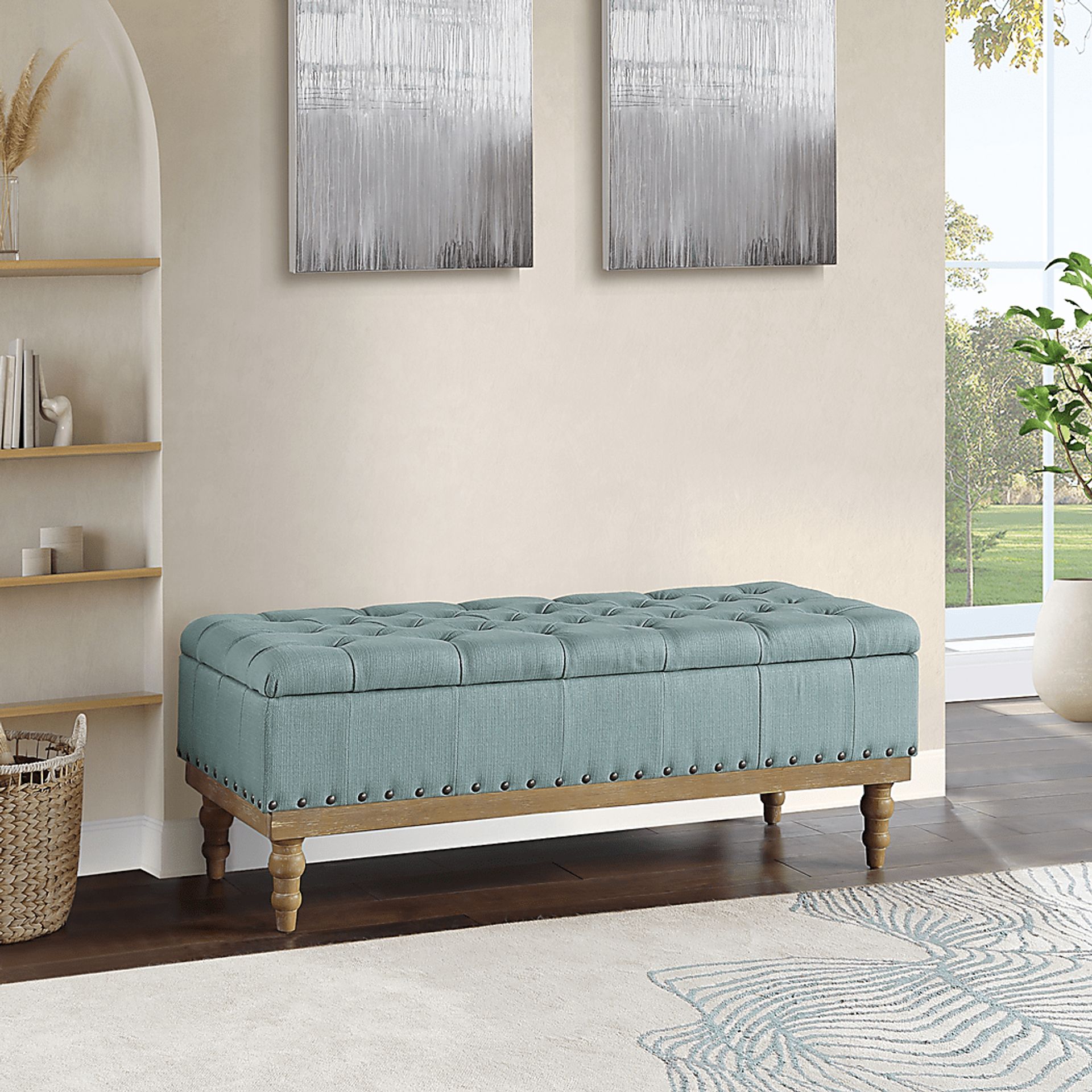 Aubrina Blue Storage Bench - Image 2