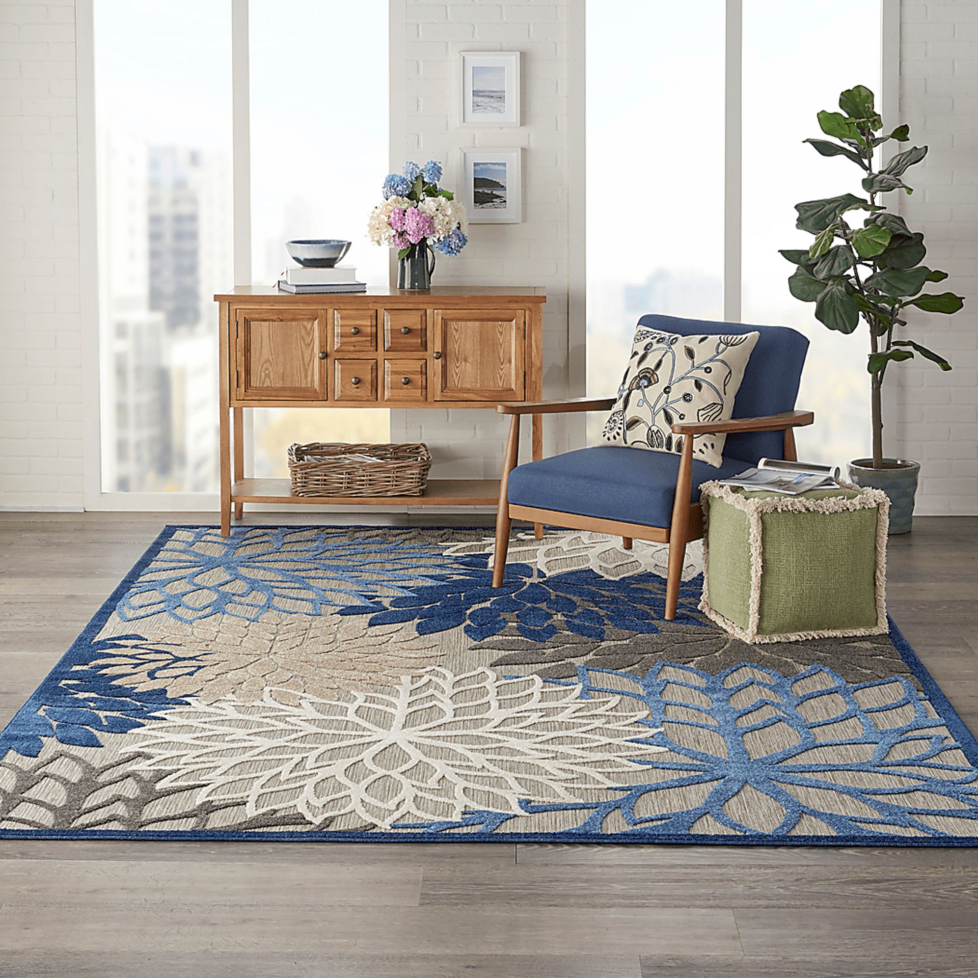 Audry Blue 5' x 8' Indoor/Outdoor Rug - Image 9