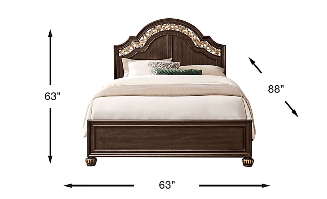 Augustine Brown 3 Pc Queen Arched Panel Bed