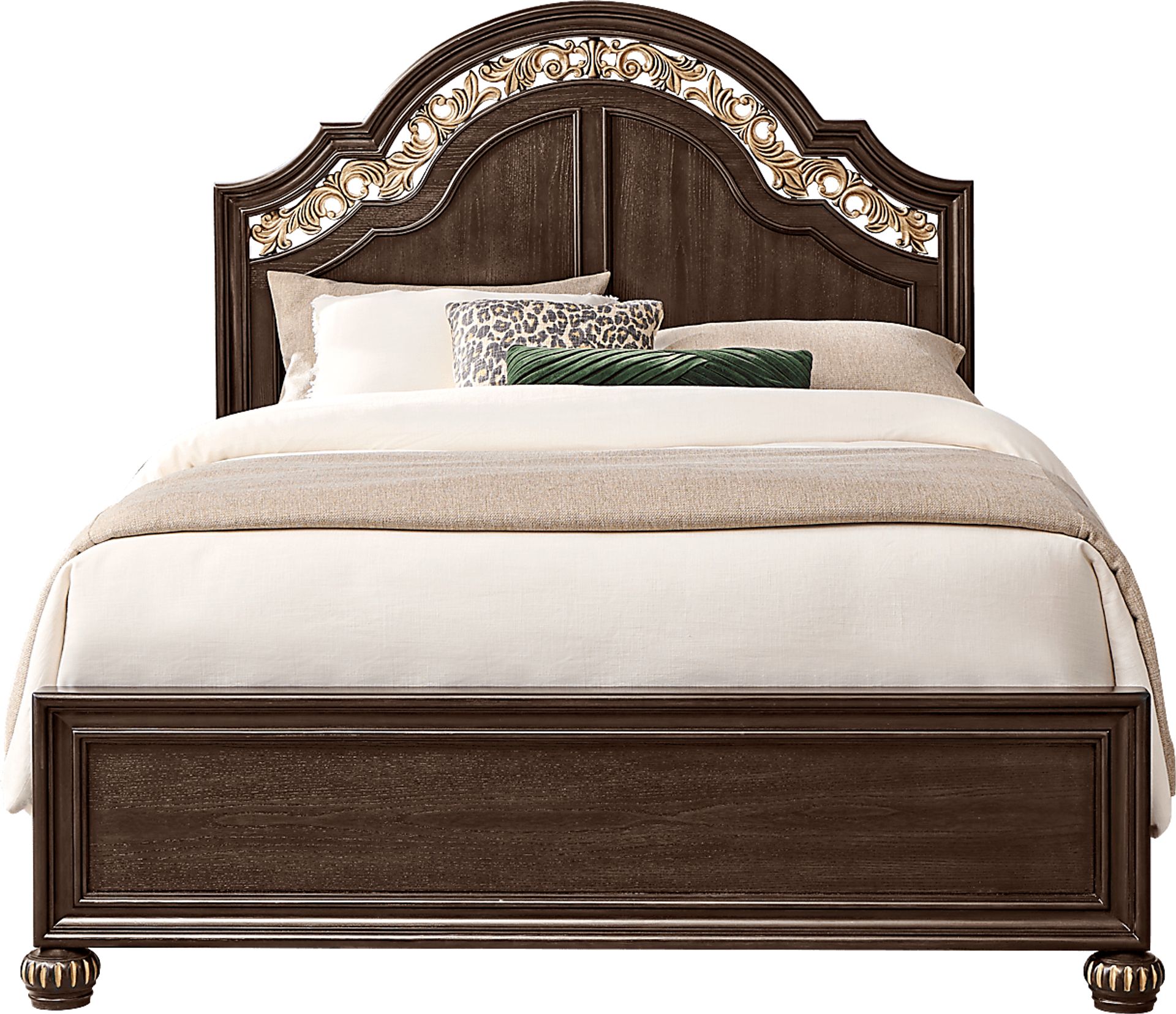 Augustine Brown 3 Pc Queen Arched Panel Bed - Image 1