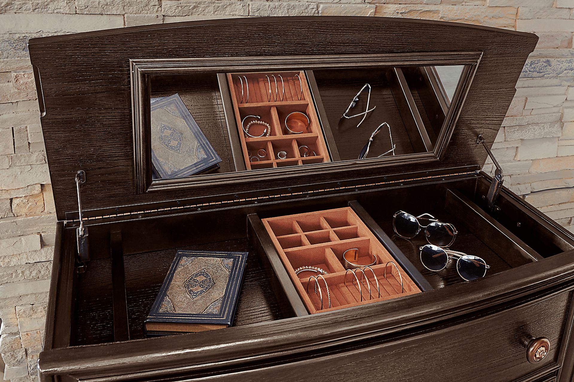 Augustine Brown Lift Top Chest - Image 3