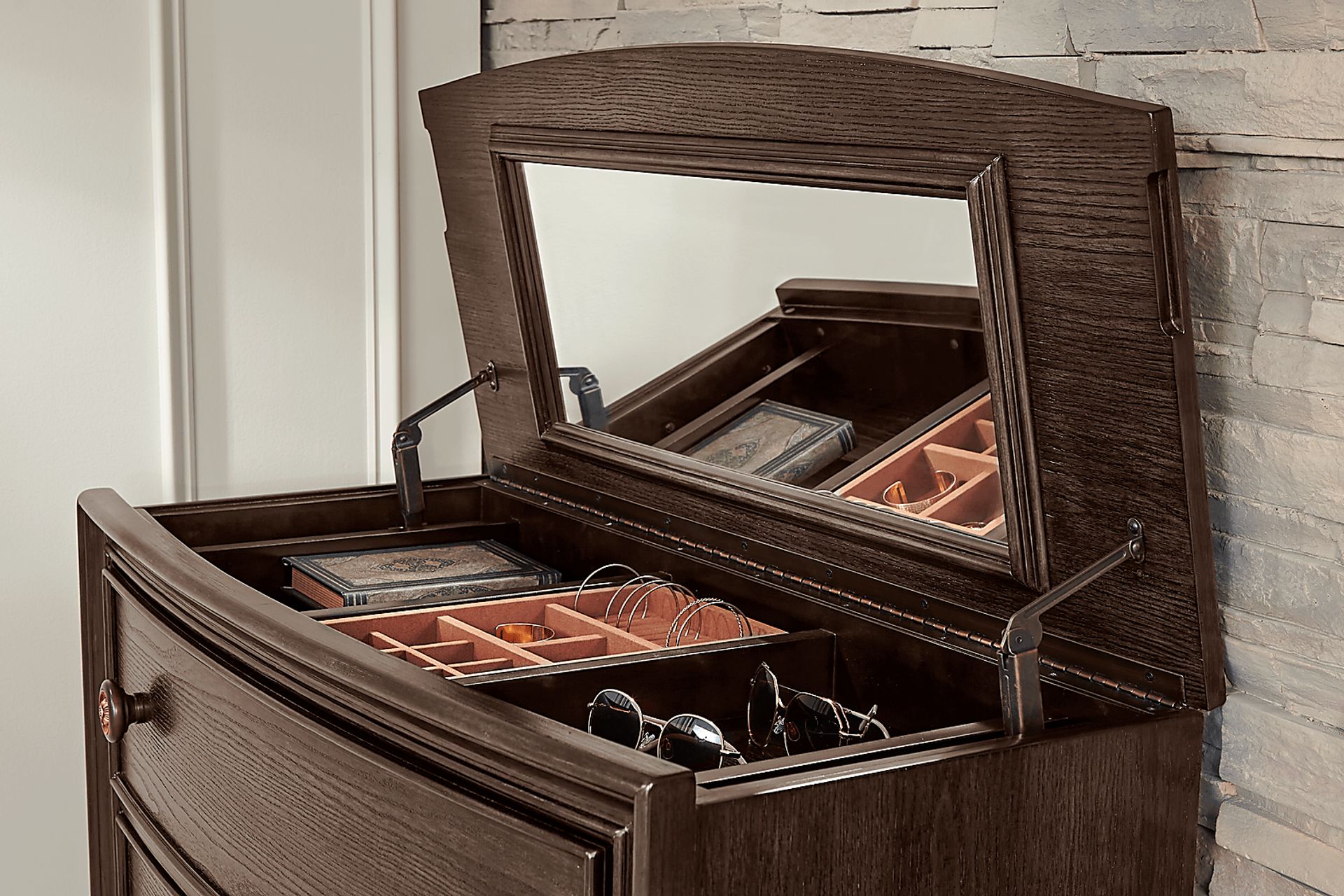 Augustine Brown Lift Top Chest - Image 4