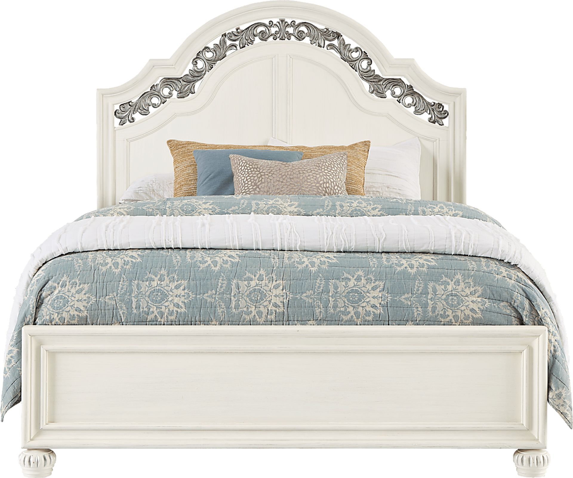 Augustine White 3 Pc King Arched Panel Bed - Image 1
