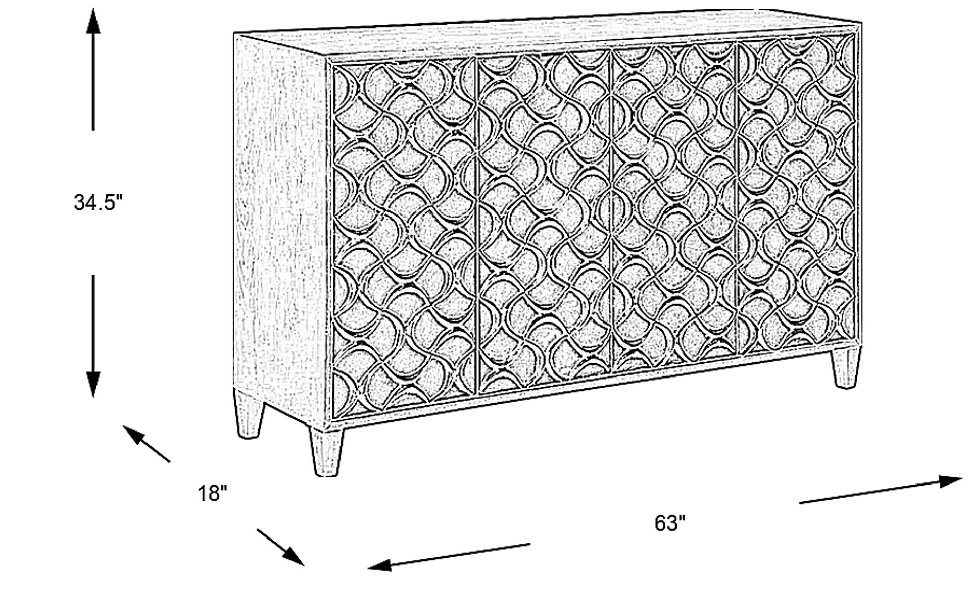 Dimension Image. Please refer to the Dimension Tab on this page for dimension details.