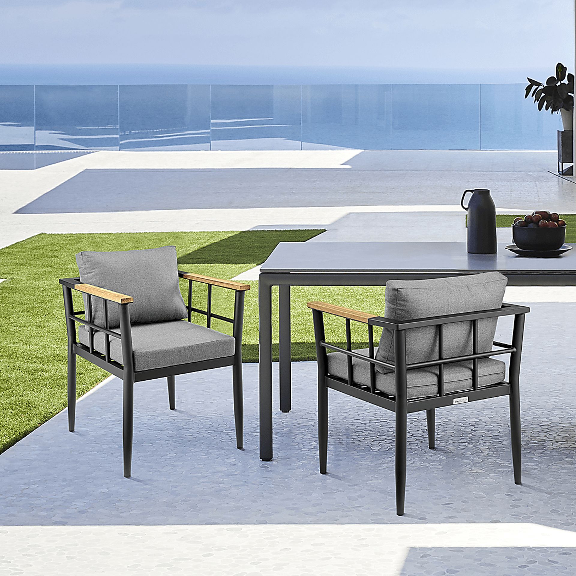 Outdoor Aurania Black Arm Chair, Set of 2 - Image 2