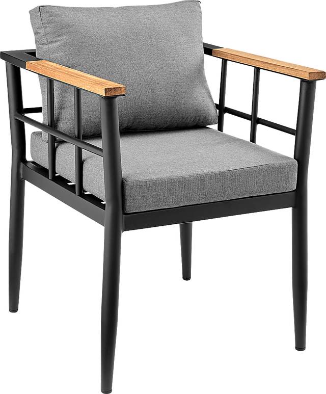 Outdoor Aurania Black Arm Chair, Set of 2 - Thumbnail - Image 3