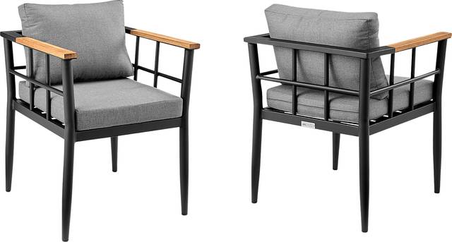 Outdoor Aurania Black Arm Chair, Set of 2 - Thumbnail - Image 1