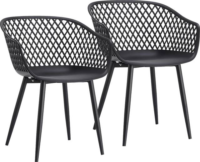 Auraria Black Outdoor Arm Chair, Set of 2 - Thumbnail - Image 1