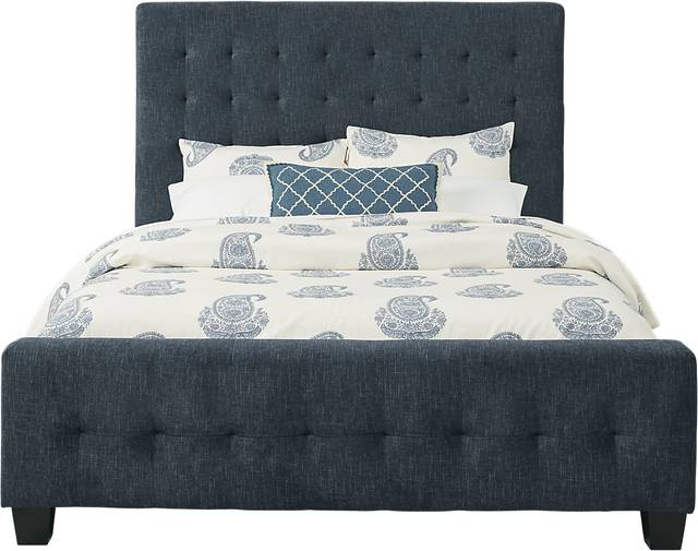 Alexi Silver 5 Pc King Bedroom with Blue Upholstered Bed - Thumbnail - Image 2