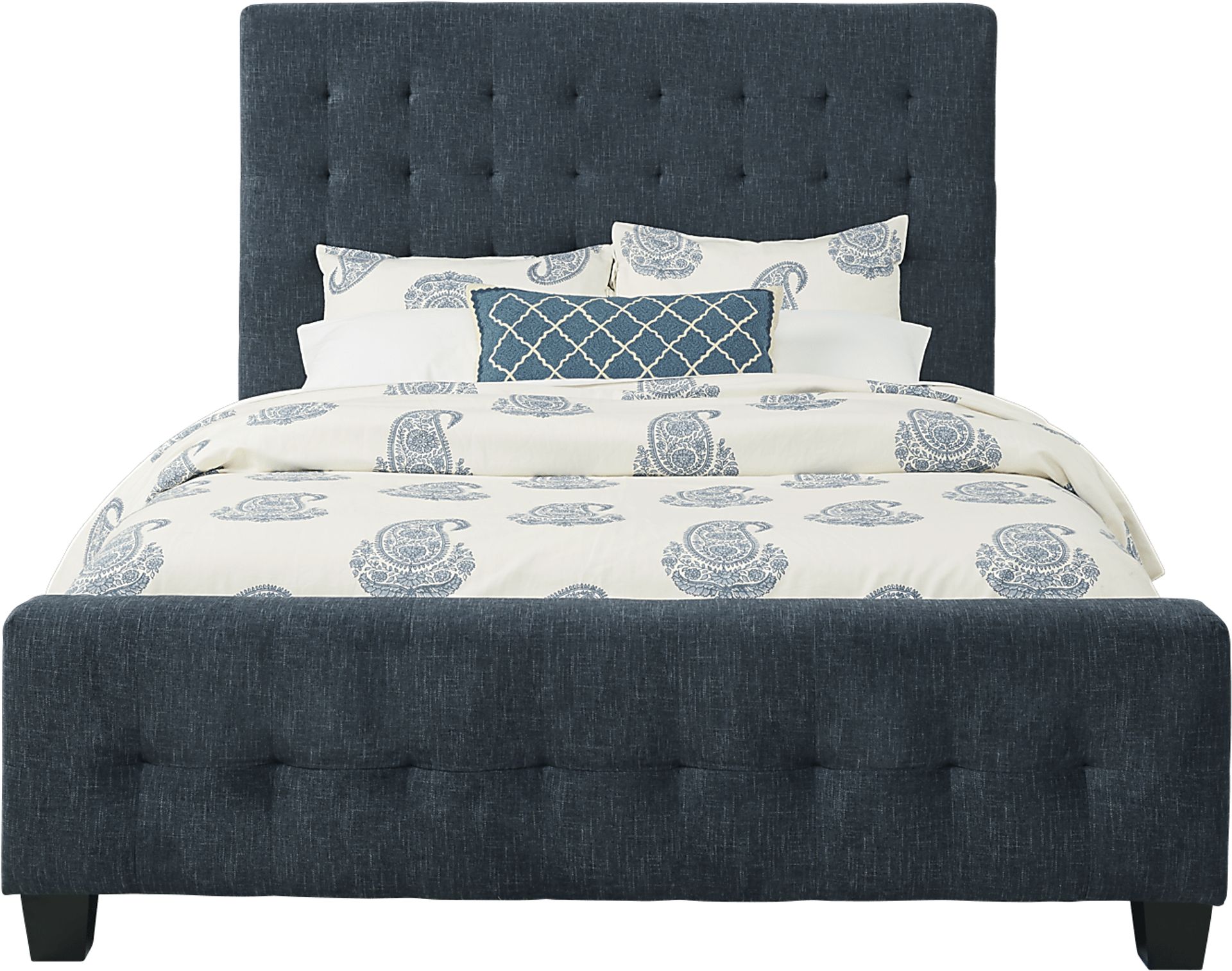 Alexi Silver 5 Pc King Bedroom with Blue Upholstered Bed - Image 2