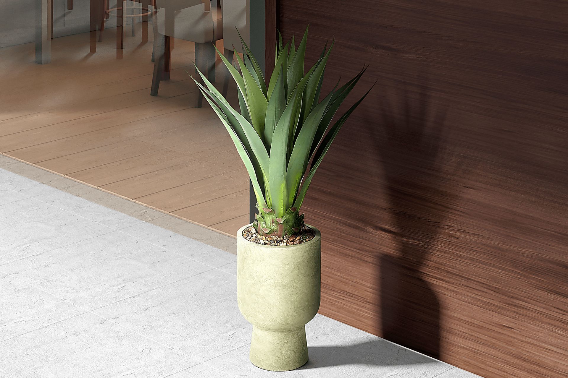 Aurelia II Green 40 in. UV Artificial Agave in Cream Planter - Image 2