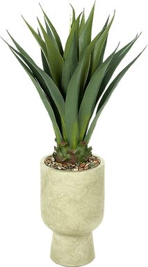 Aurelia II Green 40 in. UV Artificial Agave in Cream Planter