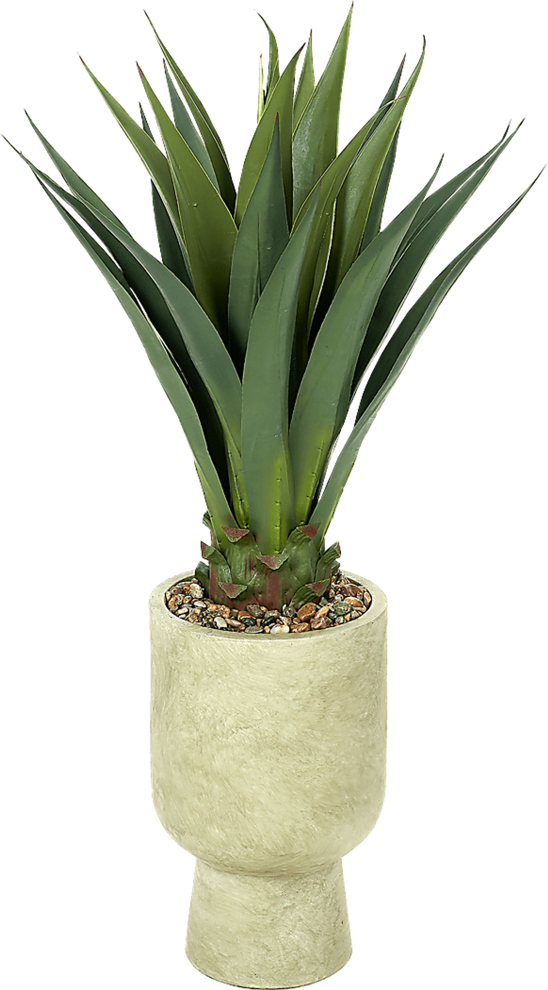 Aurelia II Green 40 in. UV Artificial Agave in Cream Planter - Image 1