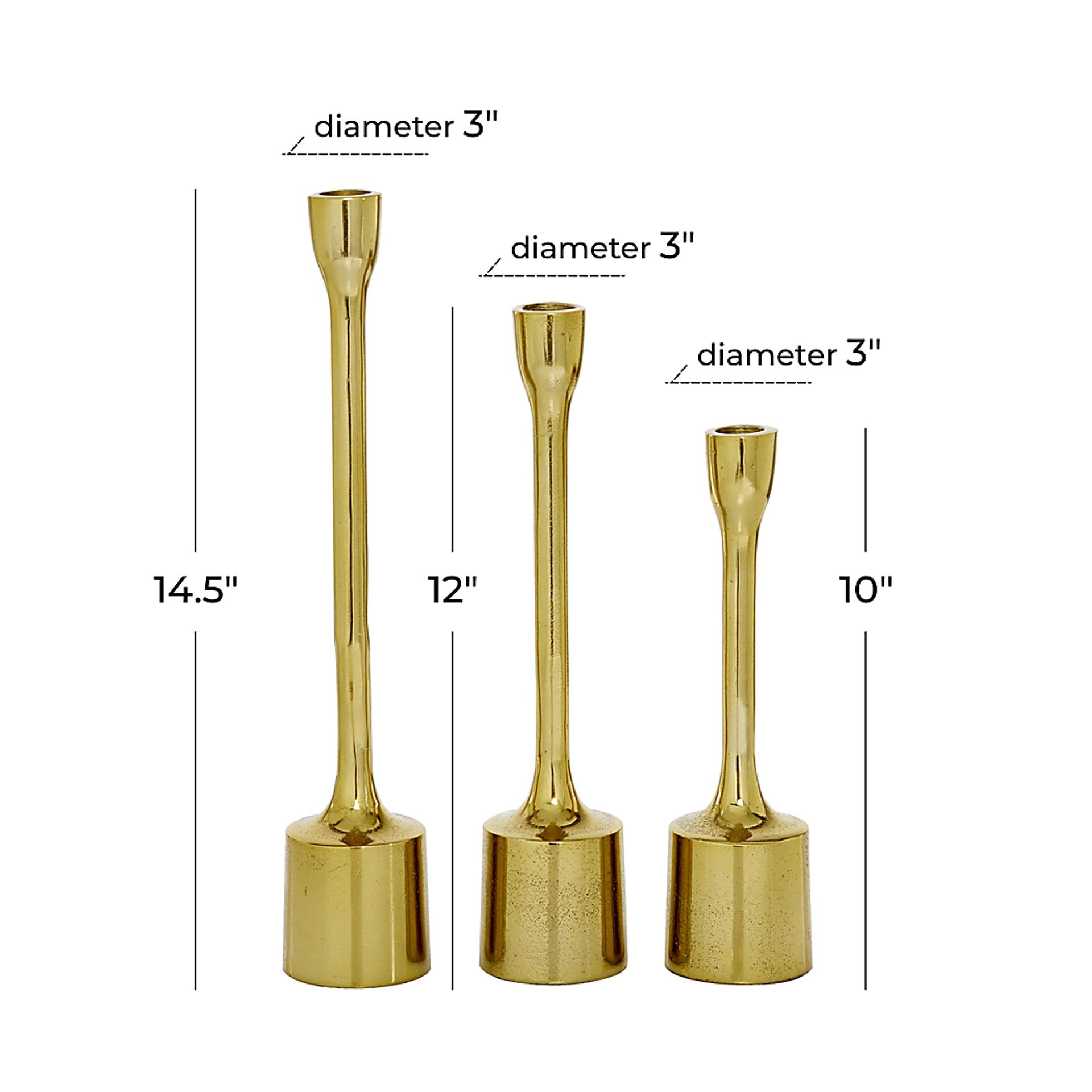 Aureline Gold Candle Holder, Set of 3 - Image 5
