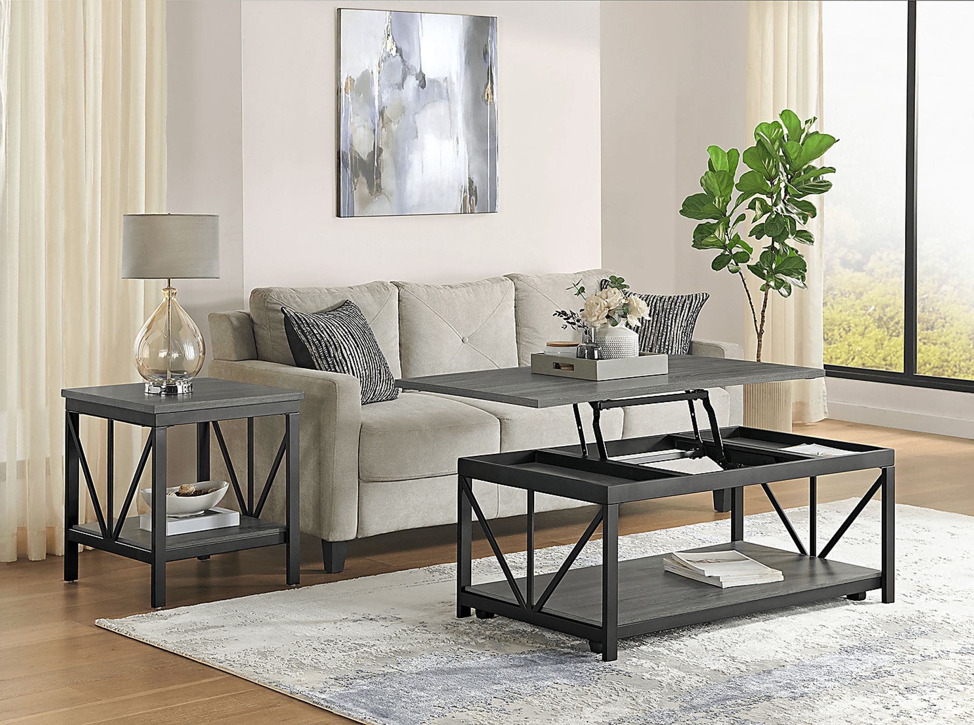 Aurera Gray Lift-Top Cocktail Table - Image 2