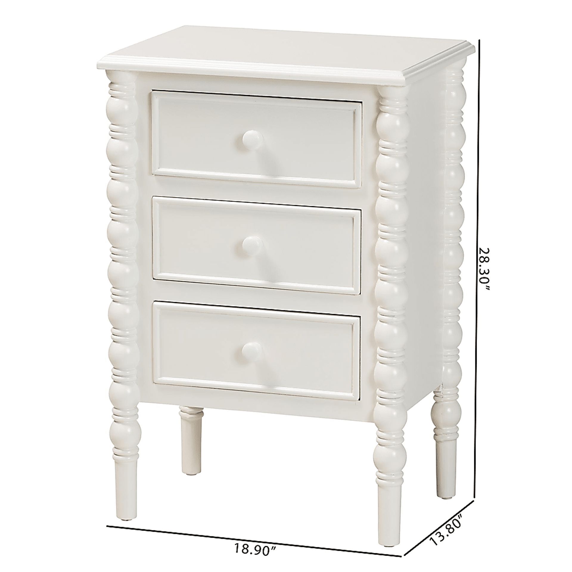Aurich White 3-Drawer End Table - Image 4