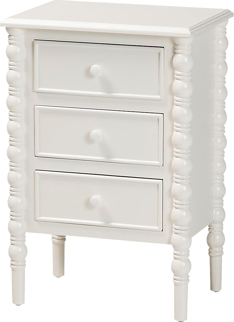Aurich White 3-Drawer End Table
