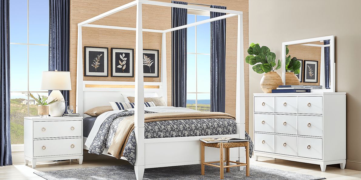 Aurora Heights White 5 Pc King Canopy Bedroom