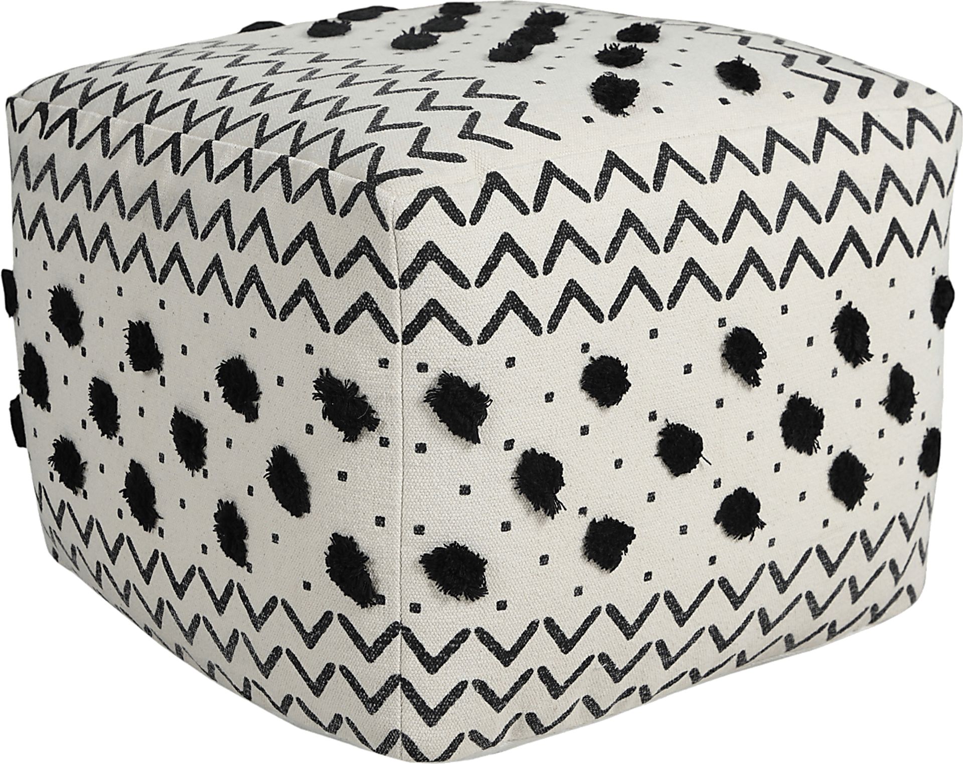 Ausian Black/White Pouf - Image 1