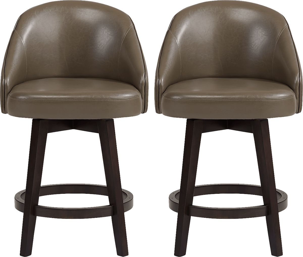 Austra Espresso Dark Wood Sage Green Swivel Barstool Rooms to Go