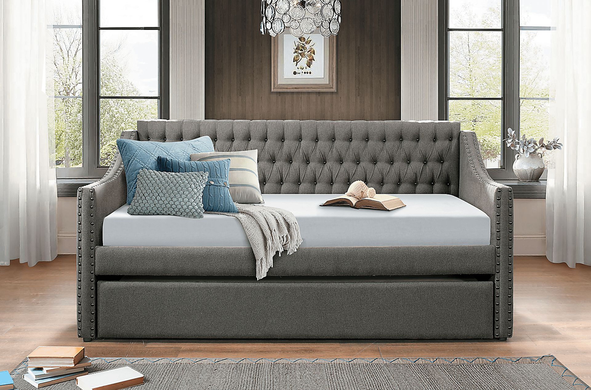 Ava Hill Dark Gray Daybed with Trundle - Image 3